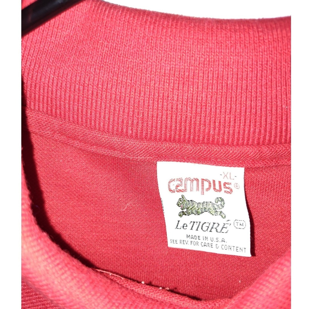 Vintage Campus Le Tigre Polo Shirt Mens XLRed ShortSleeve Made in USA Tiger Logo - Picture 4 of 5